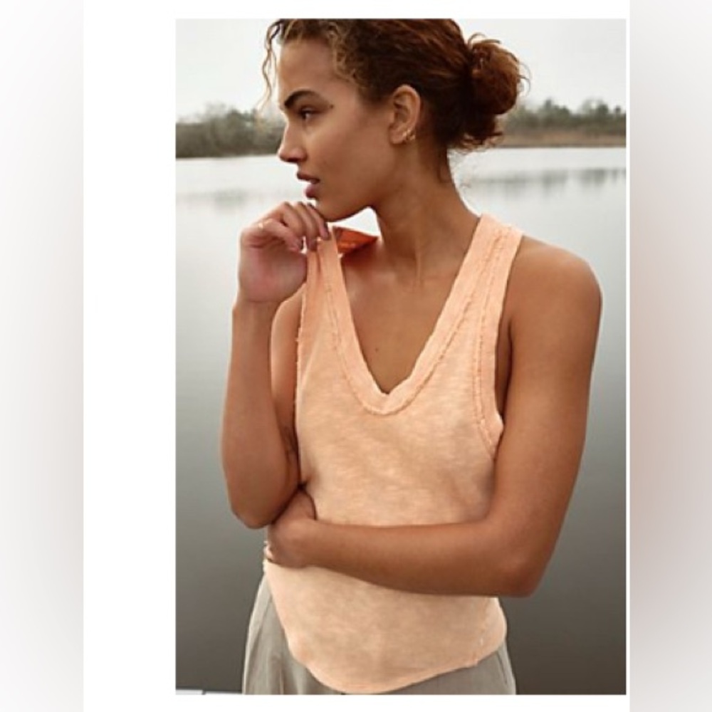 Free People Slim and Simple Tank Top in peach